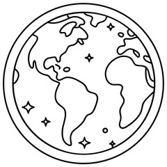 Eco Planet Minimalist Line Art Vector
