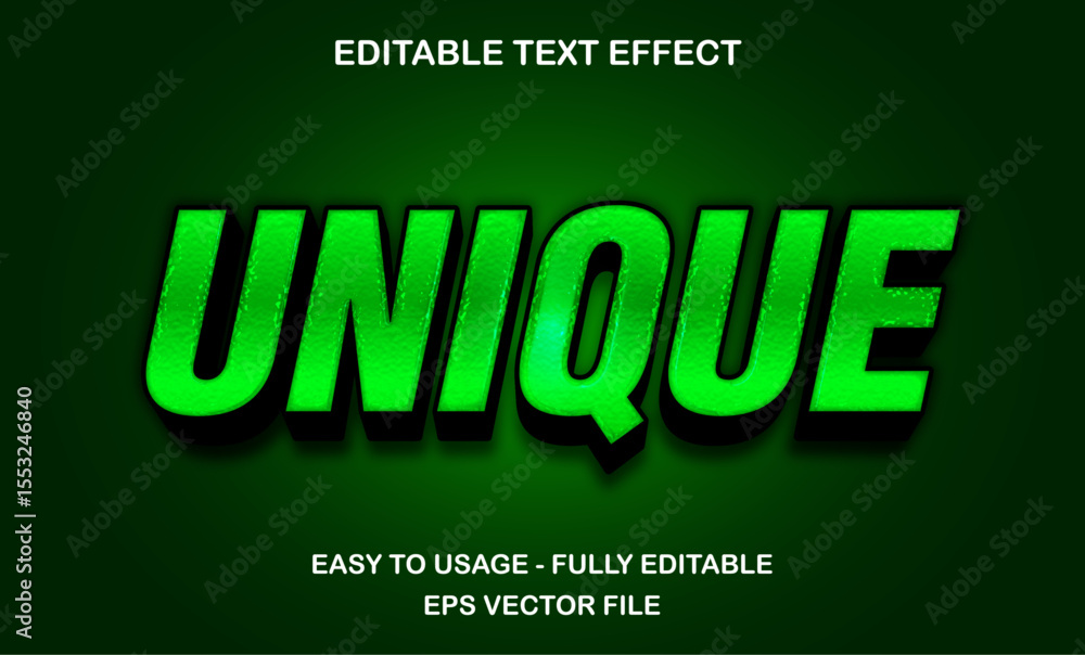 Poster green bold unique text effect with 3d shadow style for modern graphic design