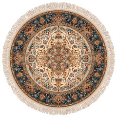 Fototapeta premium Ornate Round Carpet with Fringes, Exquisite Design