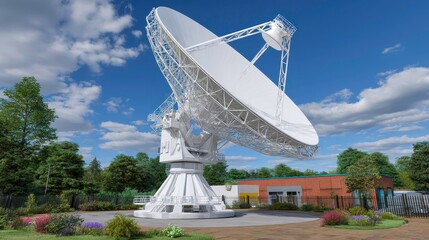 Radio Telescope, Space Communication, Scientific Research under Blue Sky