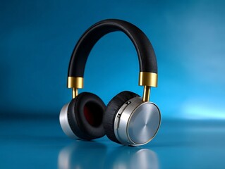 Stylish Wireless Headphones on a Deep Blue Background for Modern Look