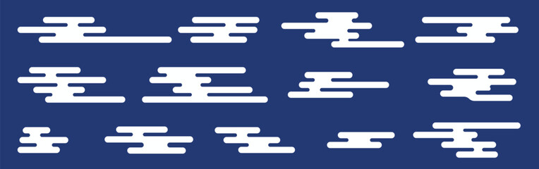 Japanese cloud motif. Asian clouds. Chinese and Japanese style. Traditional oriental. Chinese ornament background for designer prints. Blue.