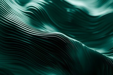 Elegant abstract dark green background with layered flowing wave patterns creating a sculpted 3D texture.