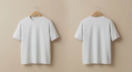 White T-Shirts Hanging on Hangers