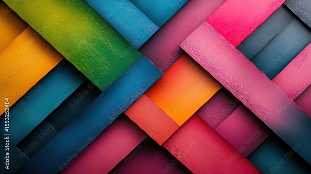 Poster an artistic display of colorful layered shapes merges vibrant colors and textures, representing crea