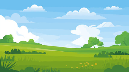 Obraz premium Serene Summer Meadow A Digital Illustration of Peaceful Countryside