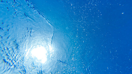  Underwater View with Sunlight and Bubbles