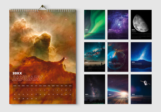 Universe Space Wall Calendar Layout