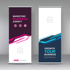 Business Roll Up Set. Banner Template, Abstract  Geometric Triangle Background vector Brochures, flyer, presentation, leaflet, j-flag, x-stand, x-banner, exhibition display, Standee Design. 