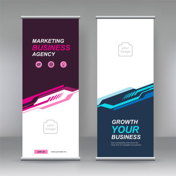 Business Roll Up Set. Banner Template, Abstract  Geometric Triangle Background vector Brochures, flyer, presentation, leaflet, j-flag, x-stand, x-banner, exhibition display, Standee Design. 