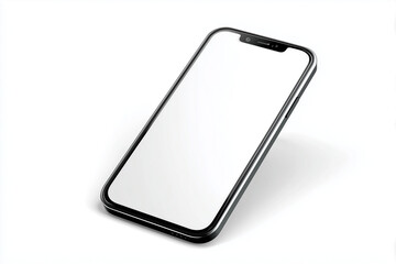 Modern smartphone with blank white screen isolated on white background for app design
