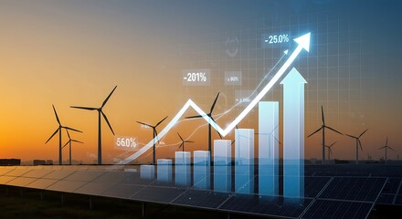 Renewable energy and sustainable development financial growth showing positive trend