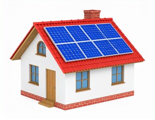 Solar on rooftop 3d rendered icon