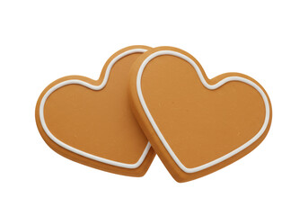 Isolated Pair of Heart Shaped Gingerbread Cookies