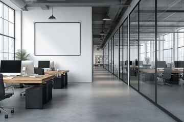 White office interior with mock up wall