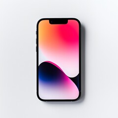 Modern smartphone with vibrant gradient screen on minimalist background