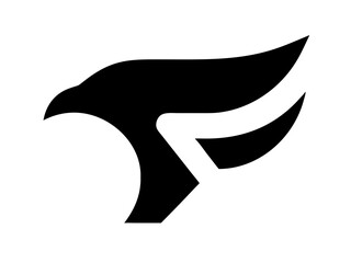 Obraz premium Powerful, stylized eagle logo design, ideal for a company or brand. A bold, black silhouette of an eagle's head and neck in a dynamic, stylized pose. 