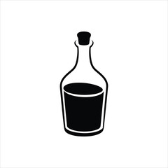 Black Bottle Silhouette Vector Icon Isolated on White Background