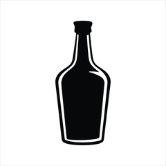 Black Bottle Silhouette Vector Icon Isolated on White Background