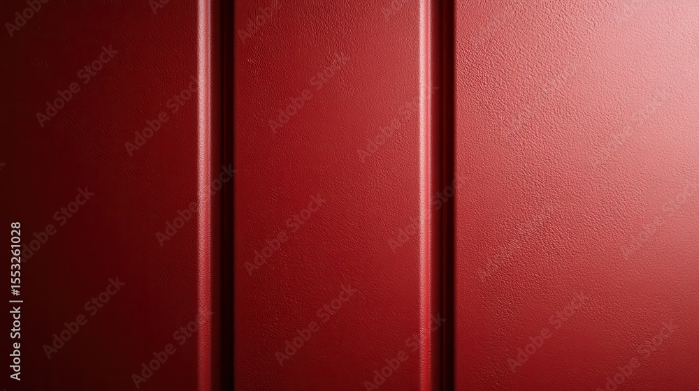 Poster this image features a richly colored red wall with distinct vertical panels, showcasing texture and 