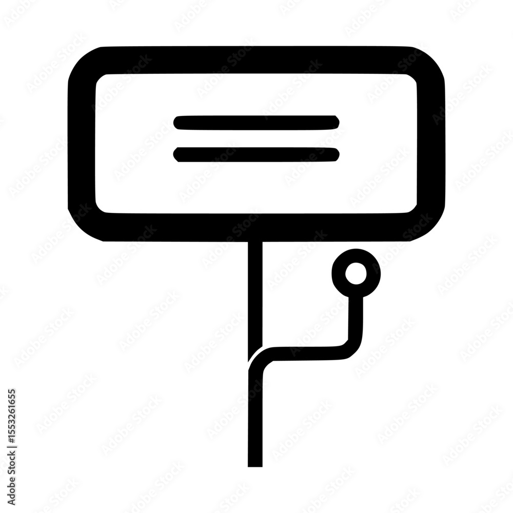 Aufkleber black and white icon of a sign with two horizontal lines and a small circle attached to the pole.