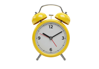 Isolated Classic Yellow Alarm Clock with Bells