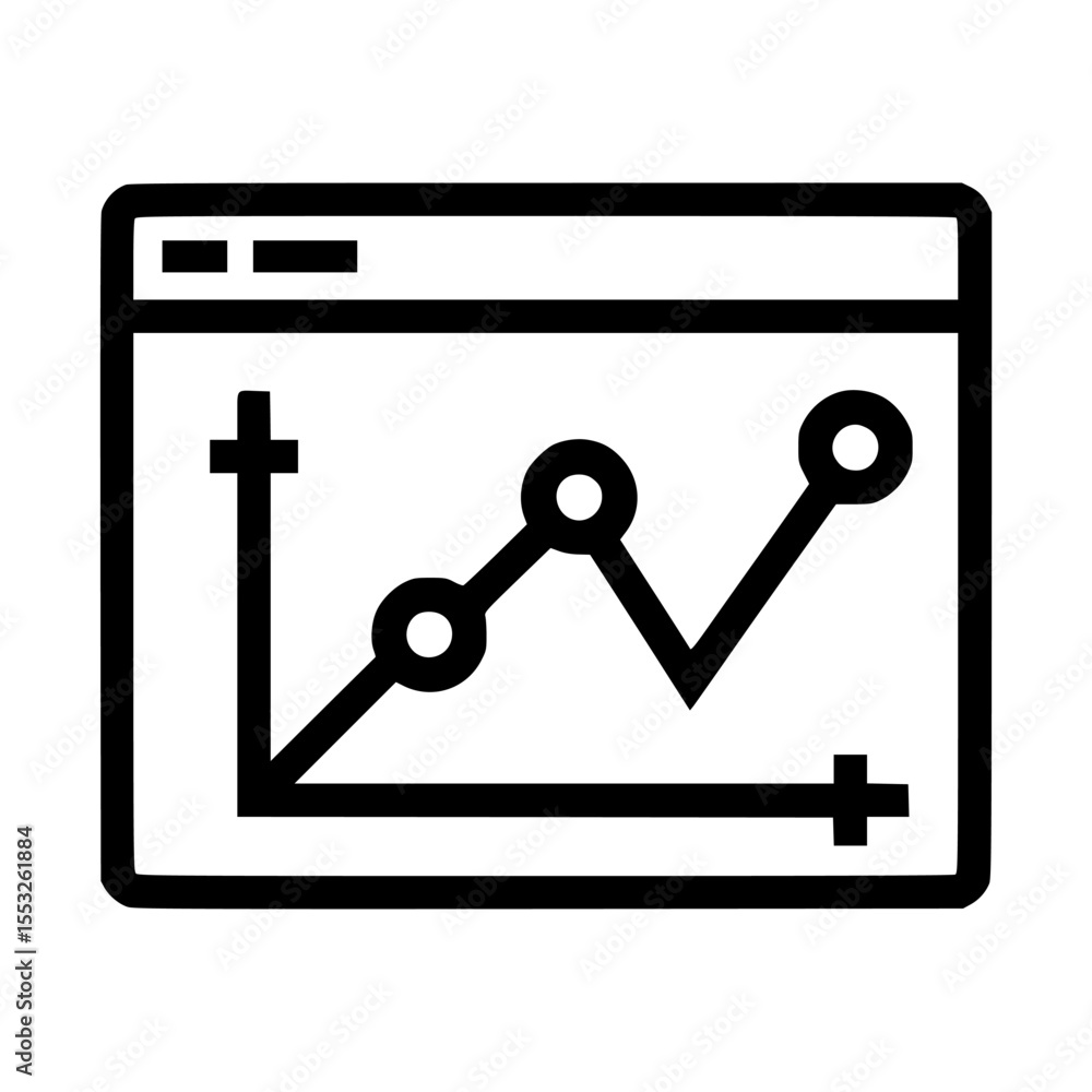 Poster a line graph depicting data trends within a web browser window, showing fluctuations.