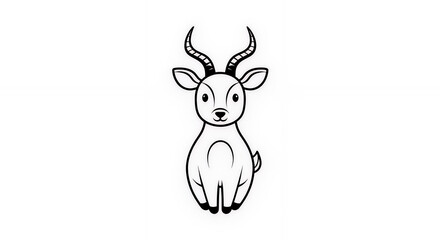 Naklejka premium Cartoon Impala Illustration with Detailed Horns and Cute Expression.