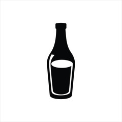 Black Bottle Silhouette Vector Icon Isolated on White Background