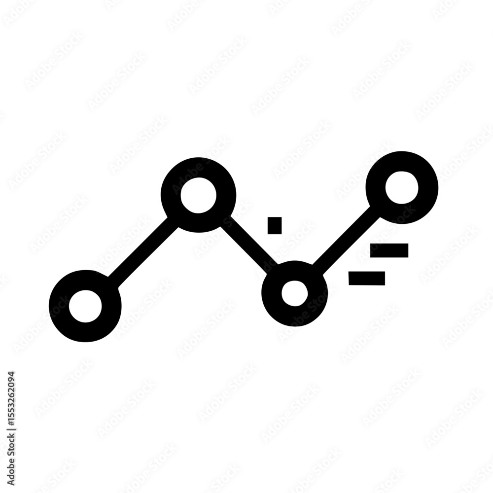 Poster simple black and white line graph showing data points and trends.