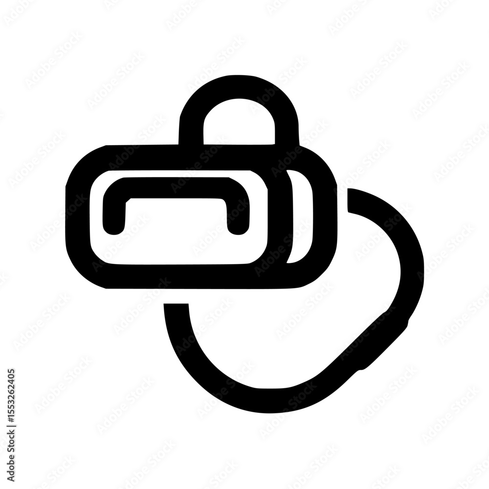 Poster a simple, stylized icon depicting a small bag with a handle and strap.