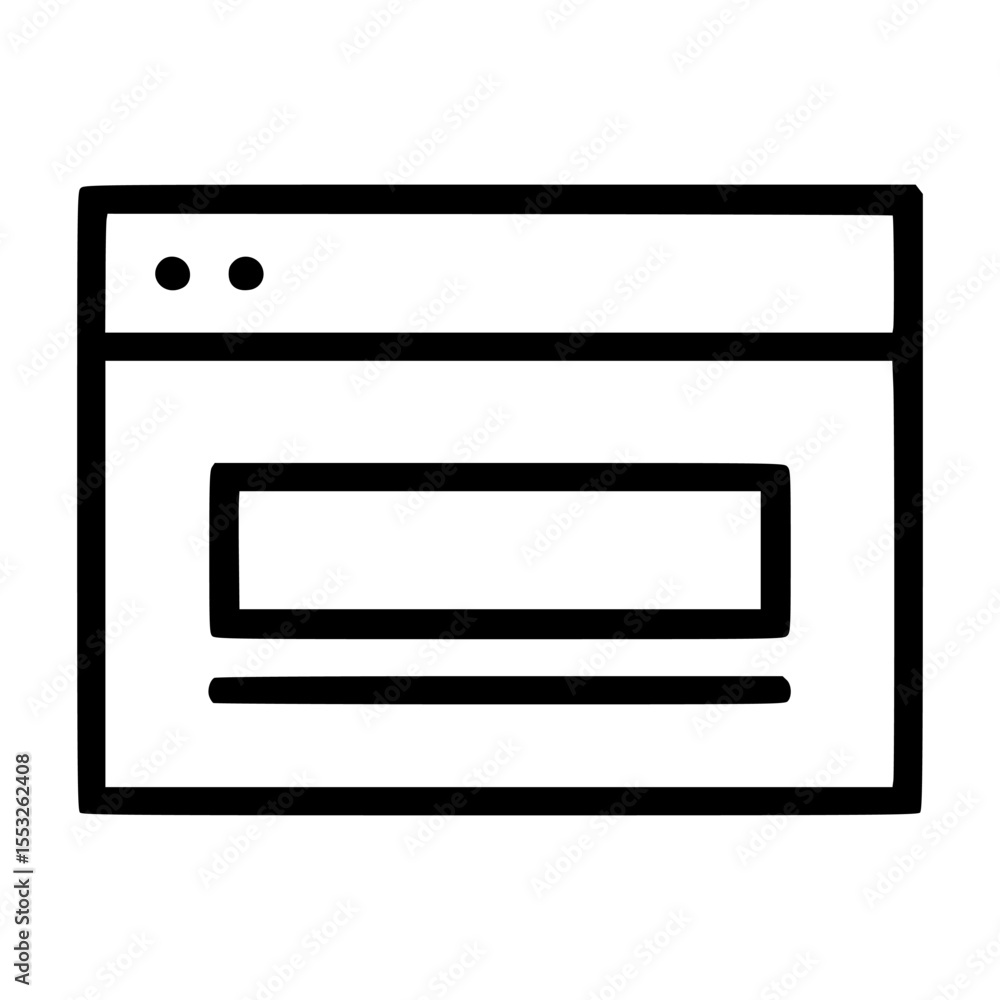 Fototapete Simple black outline illustration of a web browser window with a text box.