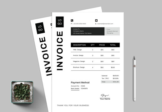 Modern Clean Invoice Billing Design Template