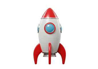 Isolated Classic Rocket Ship Ready for Launch