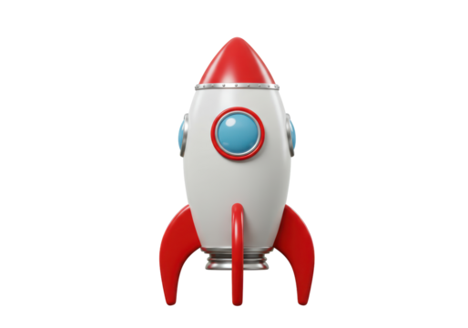 Isolated Classic Rocket Ship Ready for Launch