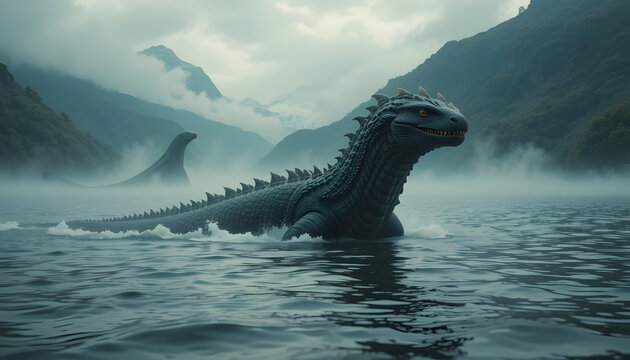 loch ness monster in the water 4k laptop wallpaper