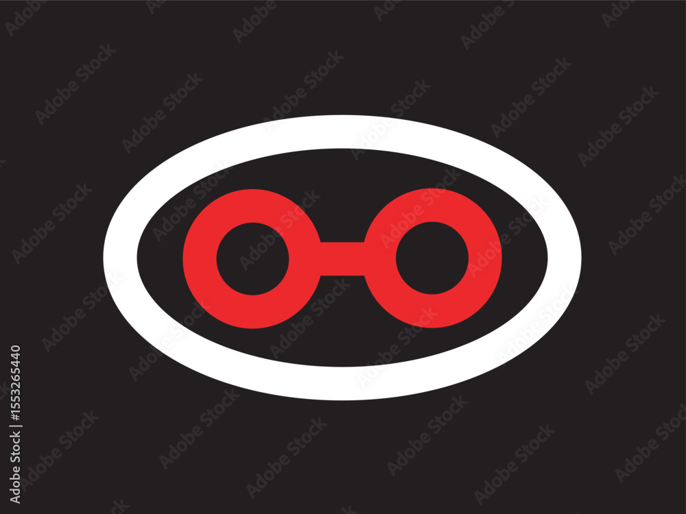 Poster minimalist oval with red double circle symbol shape icon graphic element