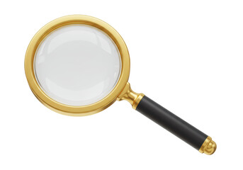 Isolated Golden Framed Magnifying Glass for Detail Inspection