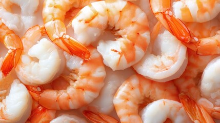 A vibrant close-up of freshly peeled shrimp showcasing their delicate textures and enticing colors, perfect for food photography and culinary delights.