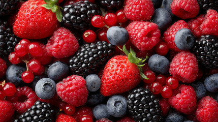 A colorful assortment of fresh and juicy mixed berries, perfect for a healthy snack.
