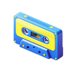 Obraz premium Blue and yellow cassette tape graphic