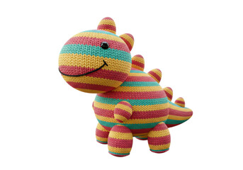 Isolated Knitted Striped Dinosaur Toy