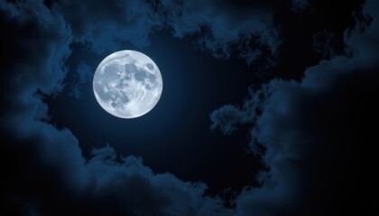 Moonlit night sky over clouds atmospheric photography serene environment captivating viewpoint