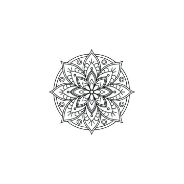 Circular pattern in the form of a mandala. Henna tatoo mandala. Mehndi style. Decorative pattern in oriental style. Coloring book page.