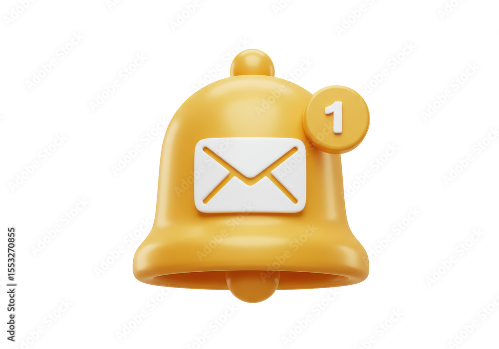 Poster isolated notification bell with envelope icon for new message