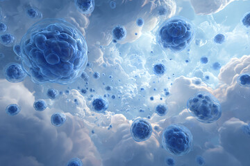 Abstract view of blue cells in the sky