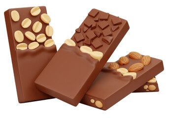 Isolated Chocolate Bars Nuts Stacked Tempting Dessert