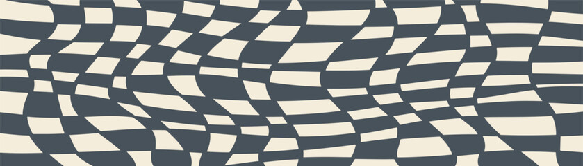 Twisted distorted checkered retro groovy pattern