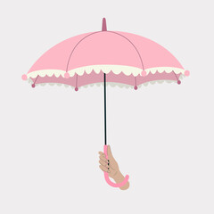 Illustration of a young woman's hand holding an umbrella