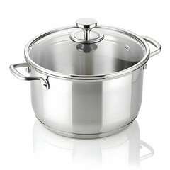 A durable stainless steel deep cooking pot ideal for boiling, simmering, and stewing